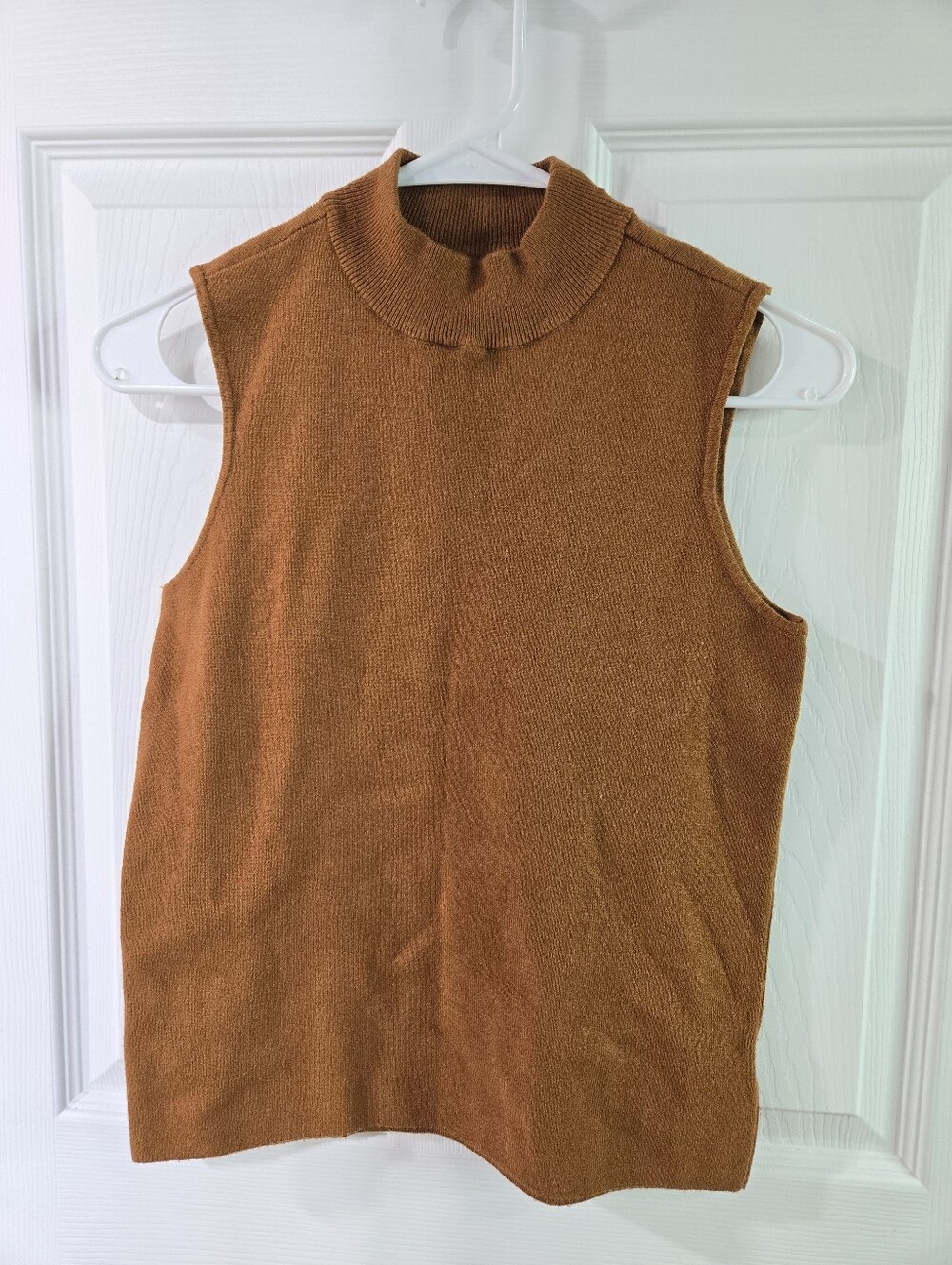 Marled Brown Sleeveless Turtleneck Sweater Vest